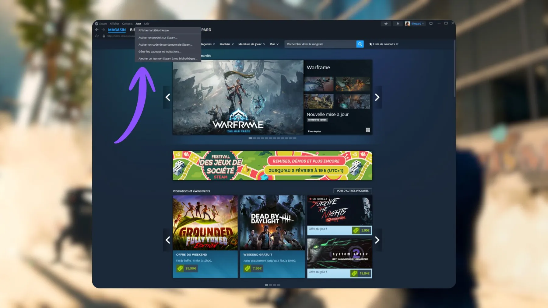 activer code Steam via Application PC
