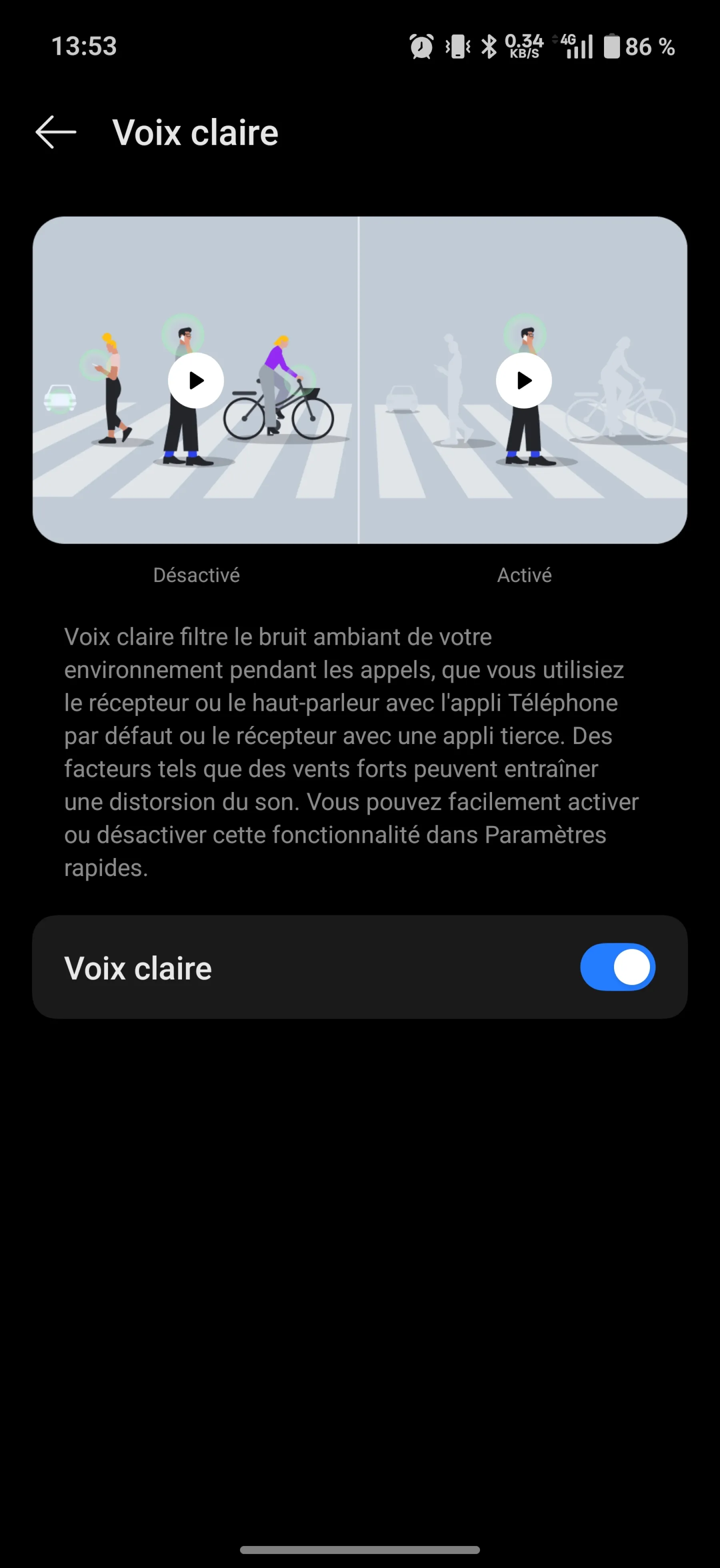 Paramètre Voix Claire