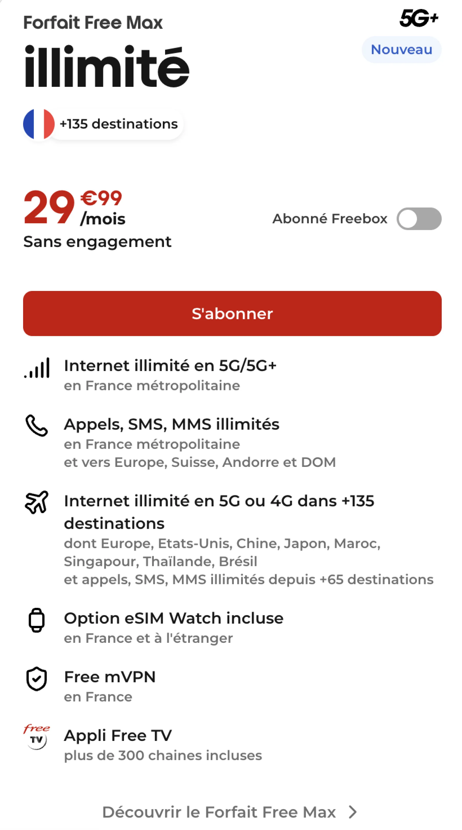 image du forfait Free Max