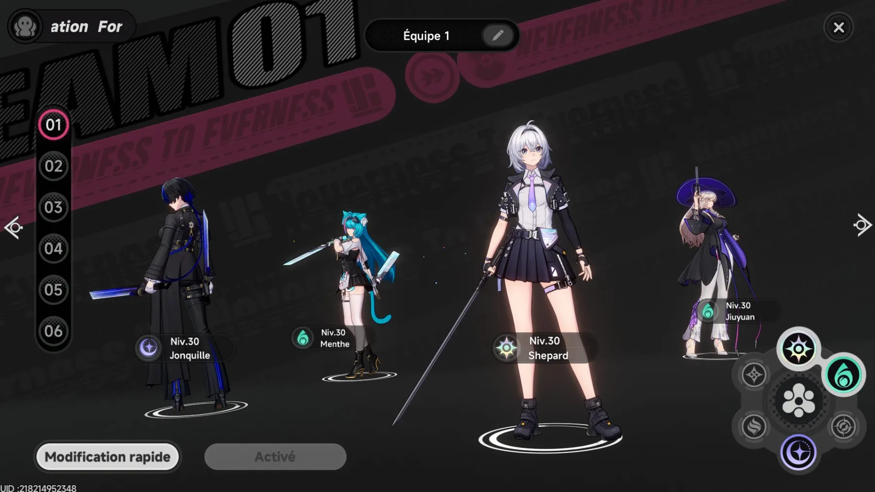 Menu formation Neverness to Everness