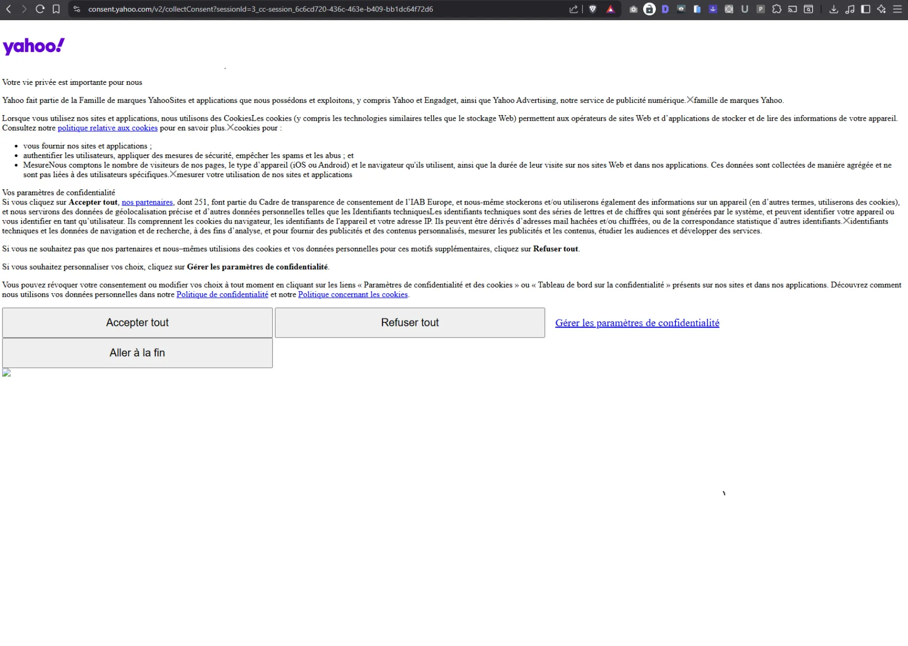 Yahoo panne
