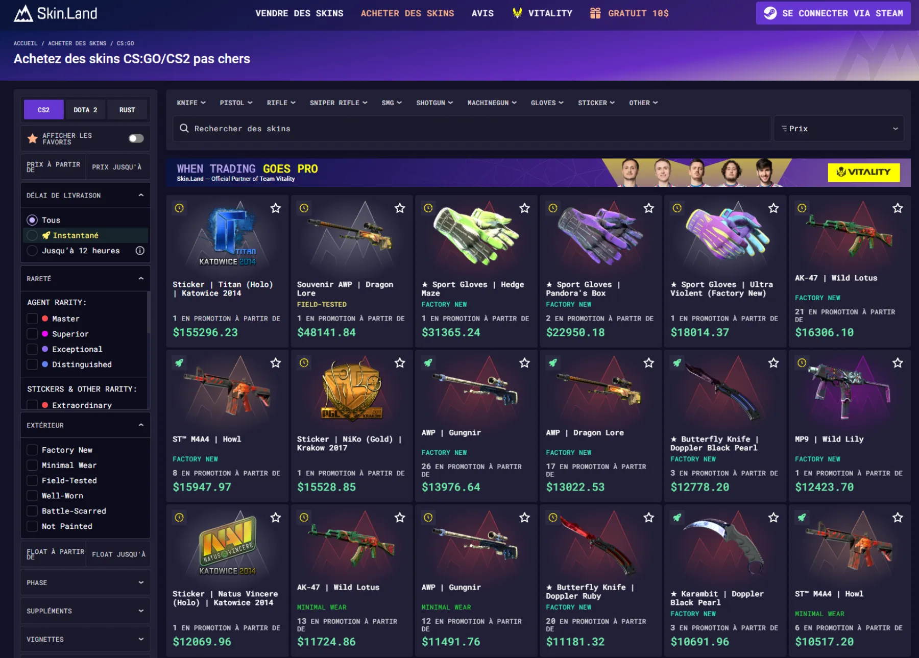 Achetez des skins CS:GO/CS2