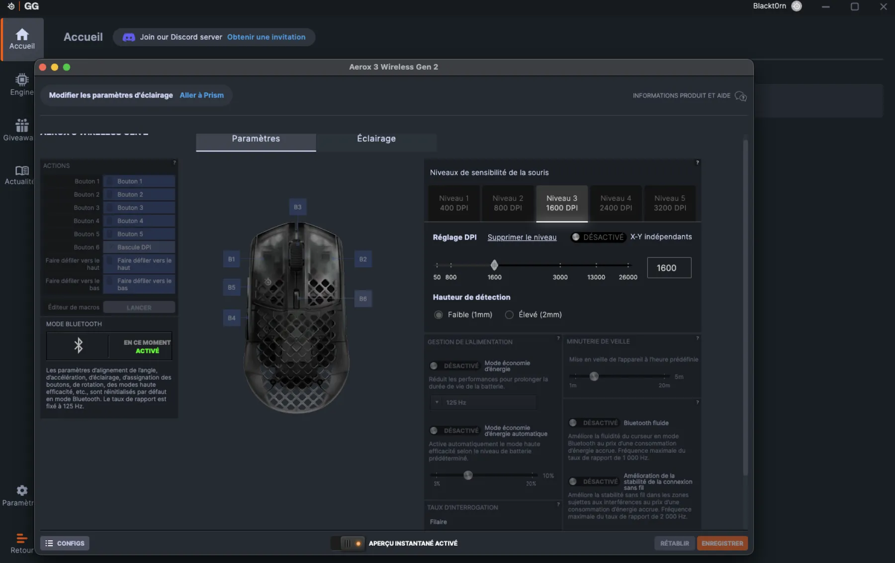 Image de la souris SteelSeries Aerox 3 Wireless Gen 2 