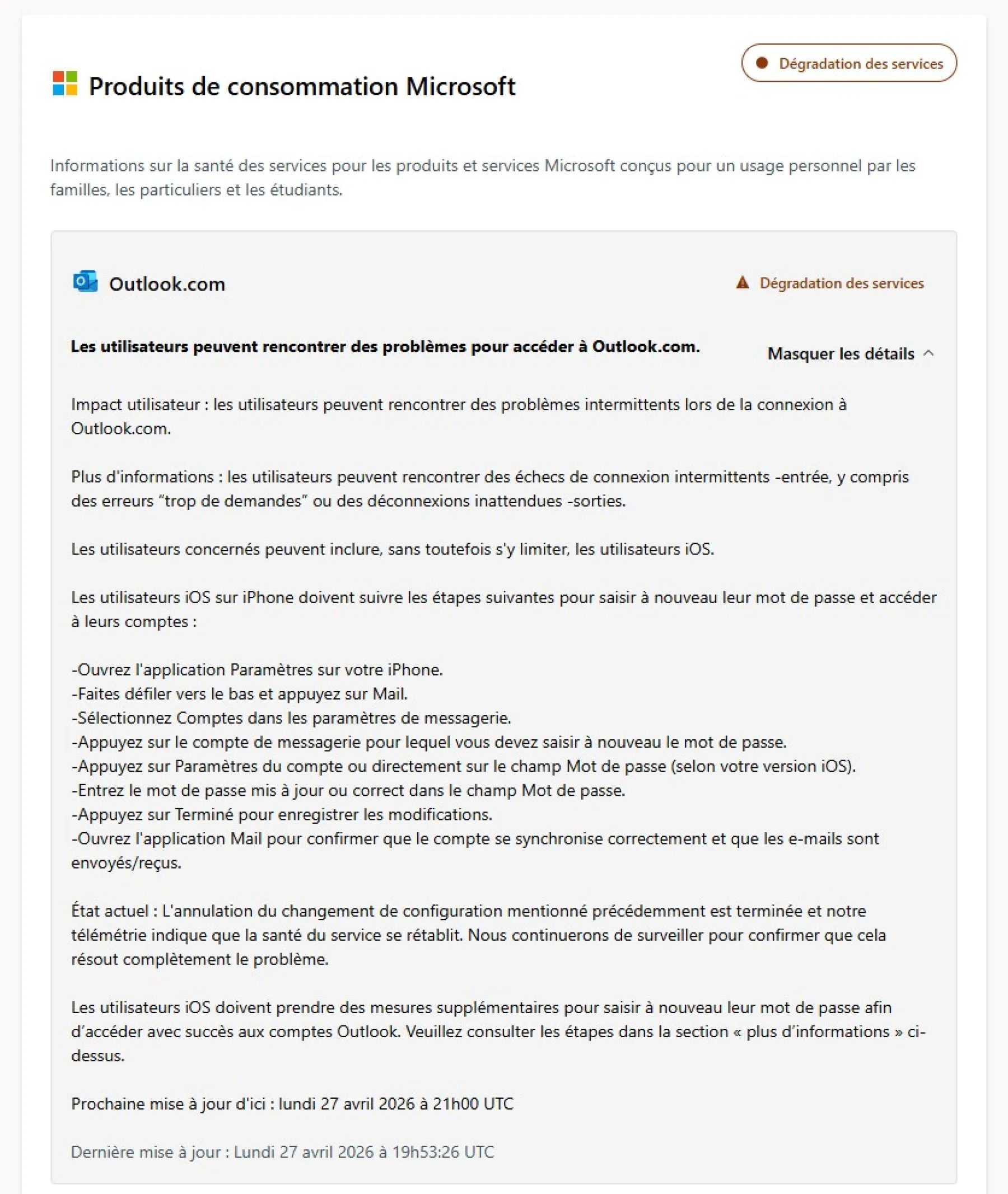 Panne Outlook