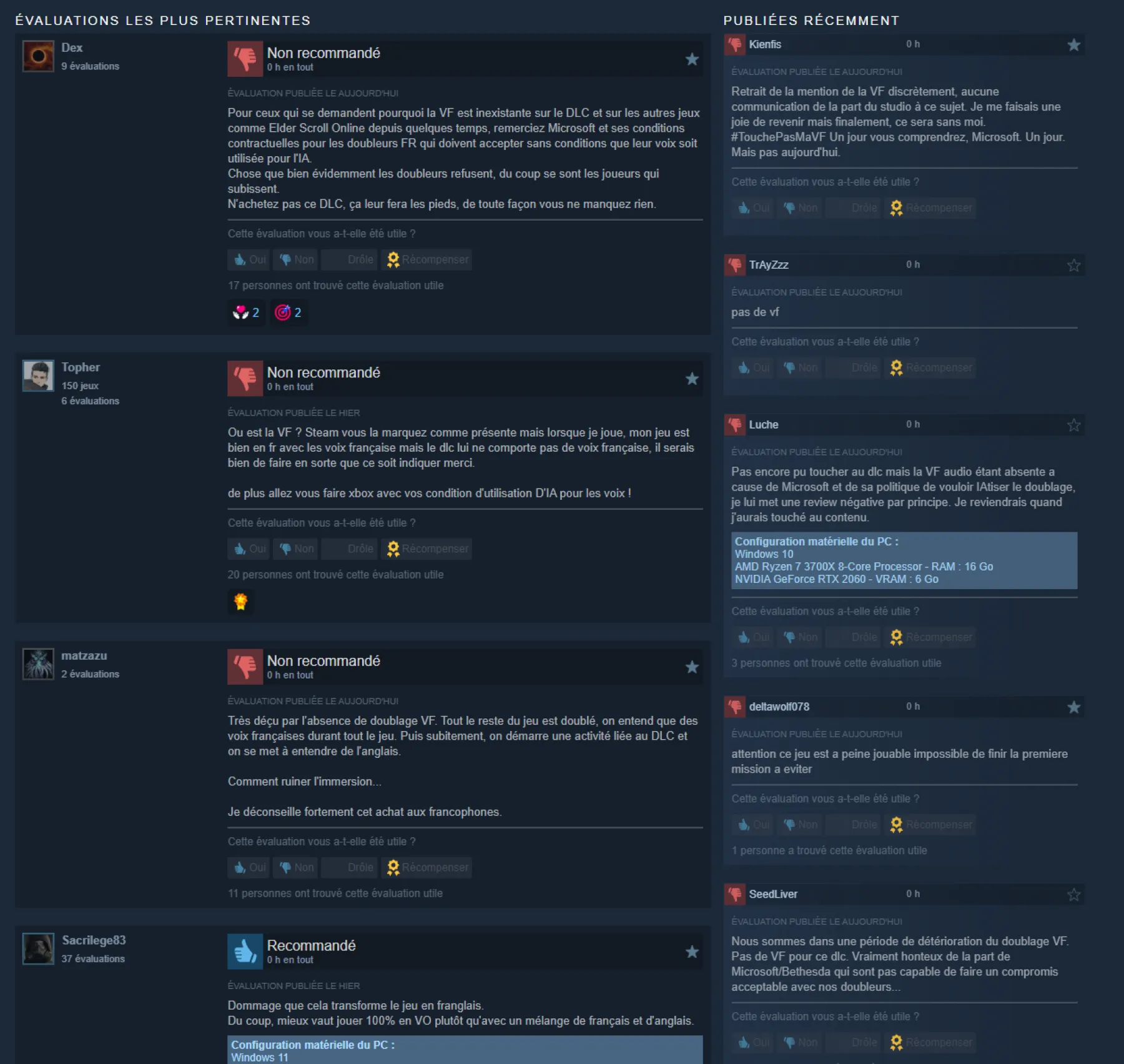 Review Bombing Steam du DLC Terran Armada Starfield