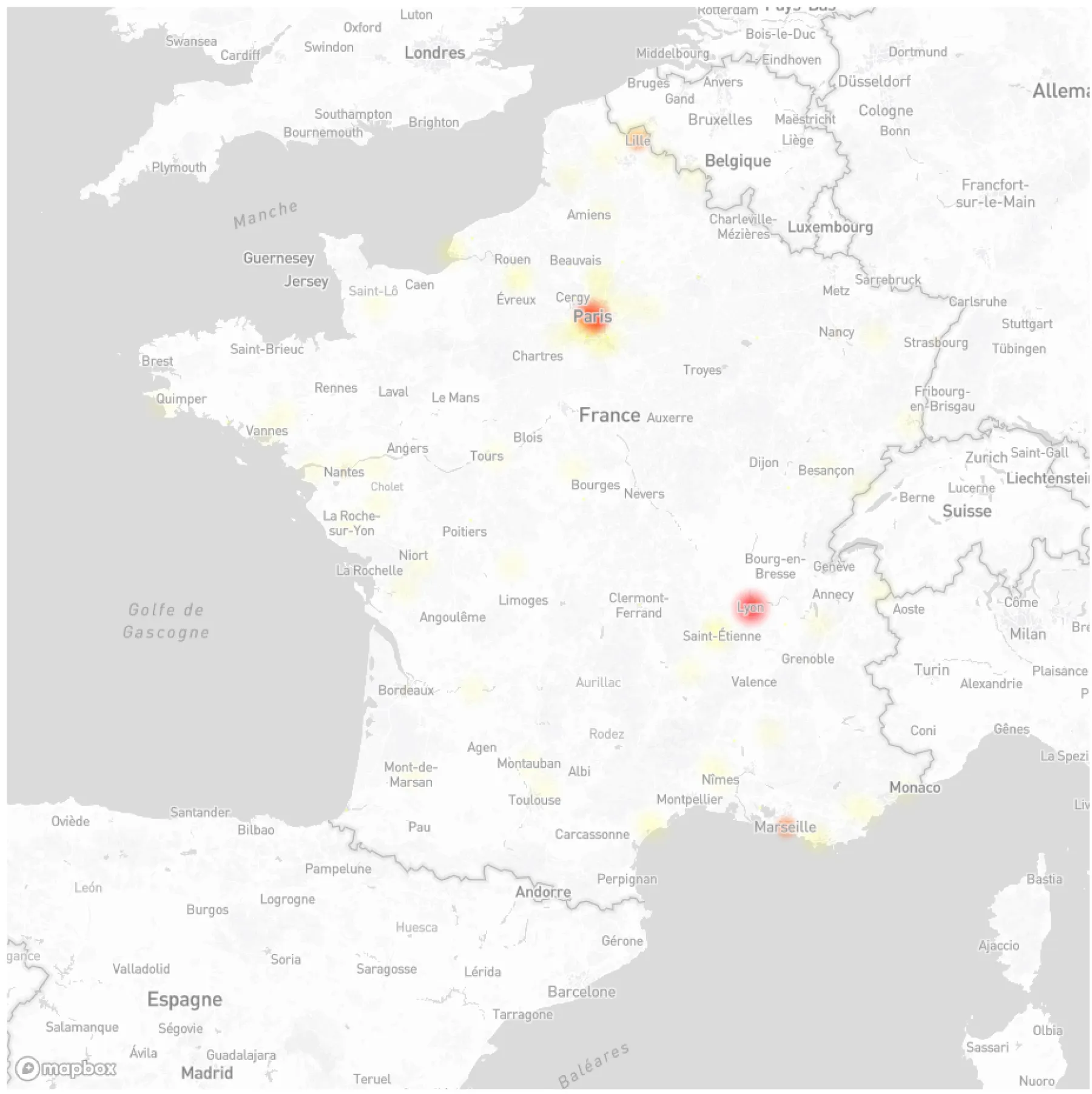 Problèmes Bouygues Télécom via Downdetector 