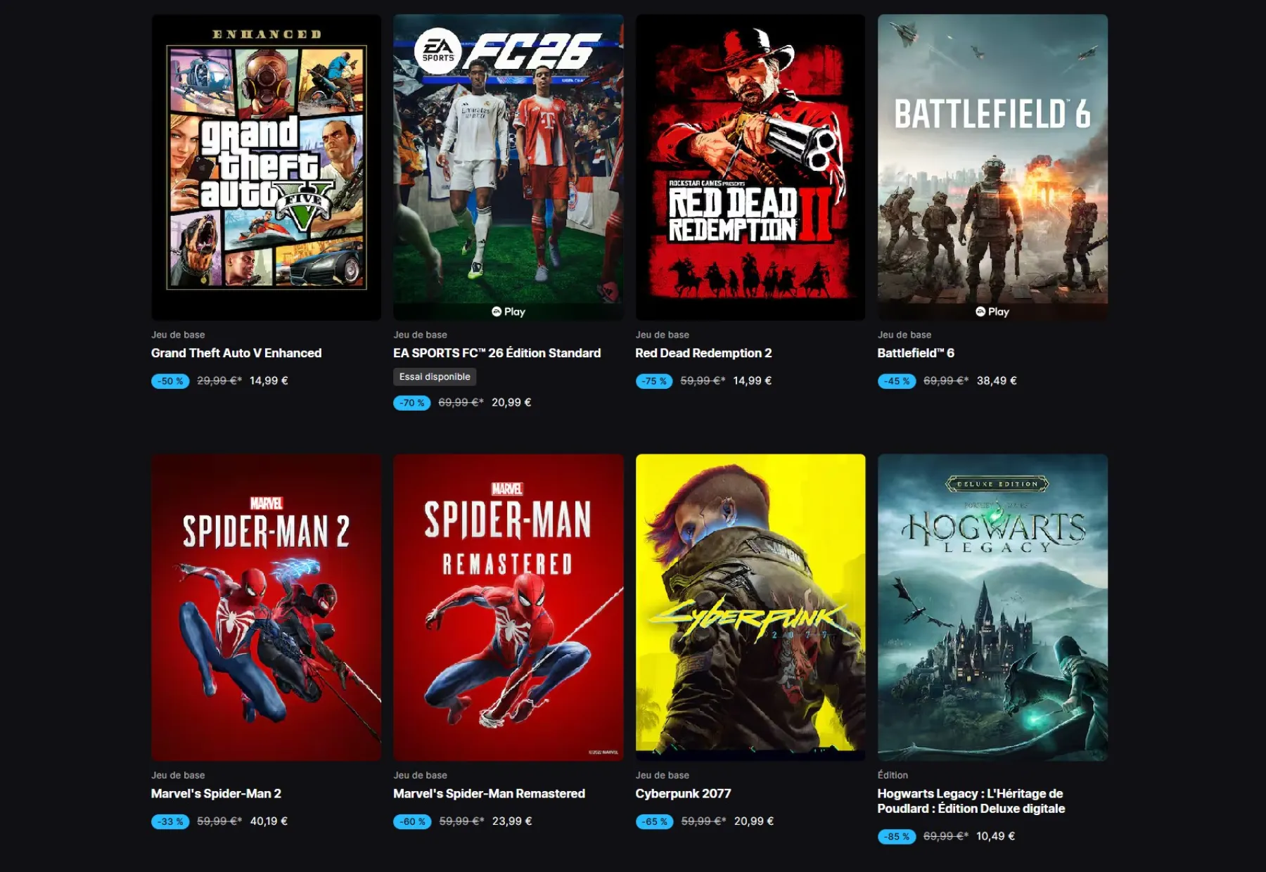 Méga soldes Epic Games 2026
