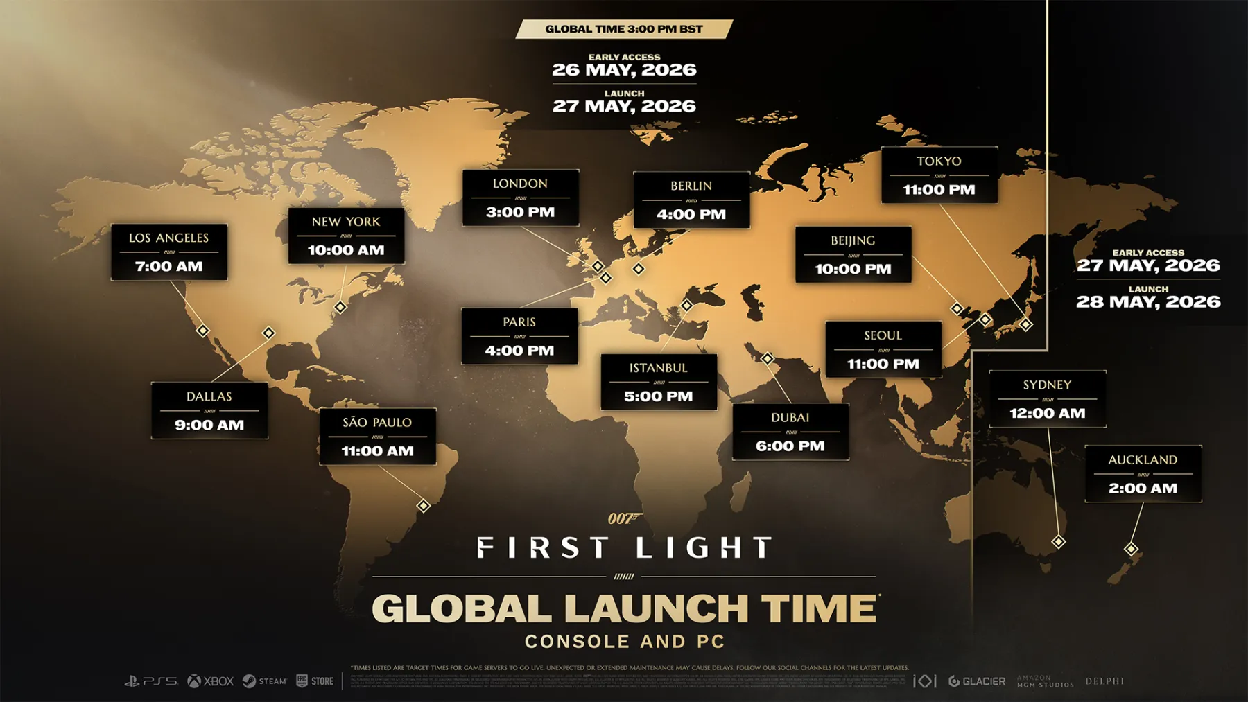 Image de la carte des horaires de lancement de 007 First Light Image de la carte des horaires de lancement de 007 First Light