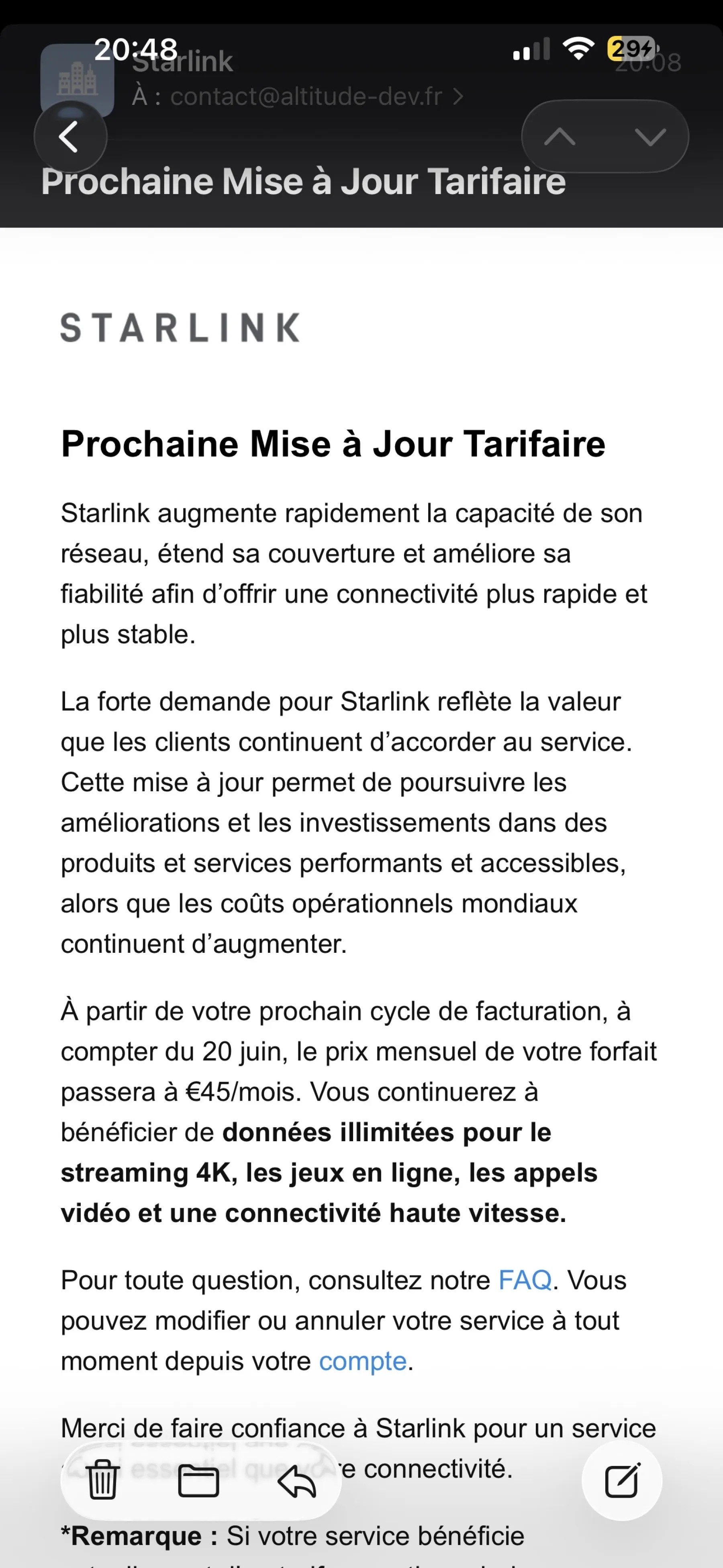 Email reçu par les clients Email reçu par les clients