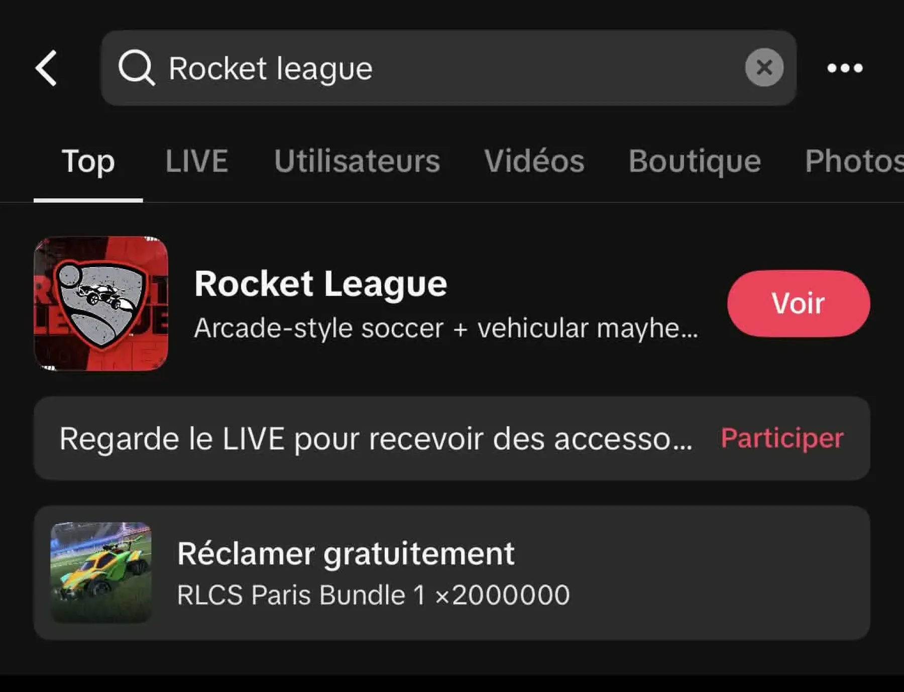 Roue offerte Rocket League via TikTok Roue offerte Rocket League via TikTok