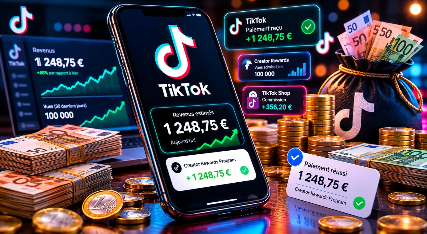 Image de TikTok avec un gains d'argent Image de TikTok avec un gains d'argent