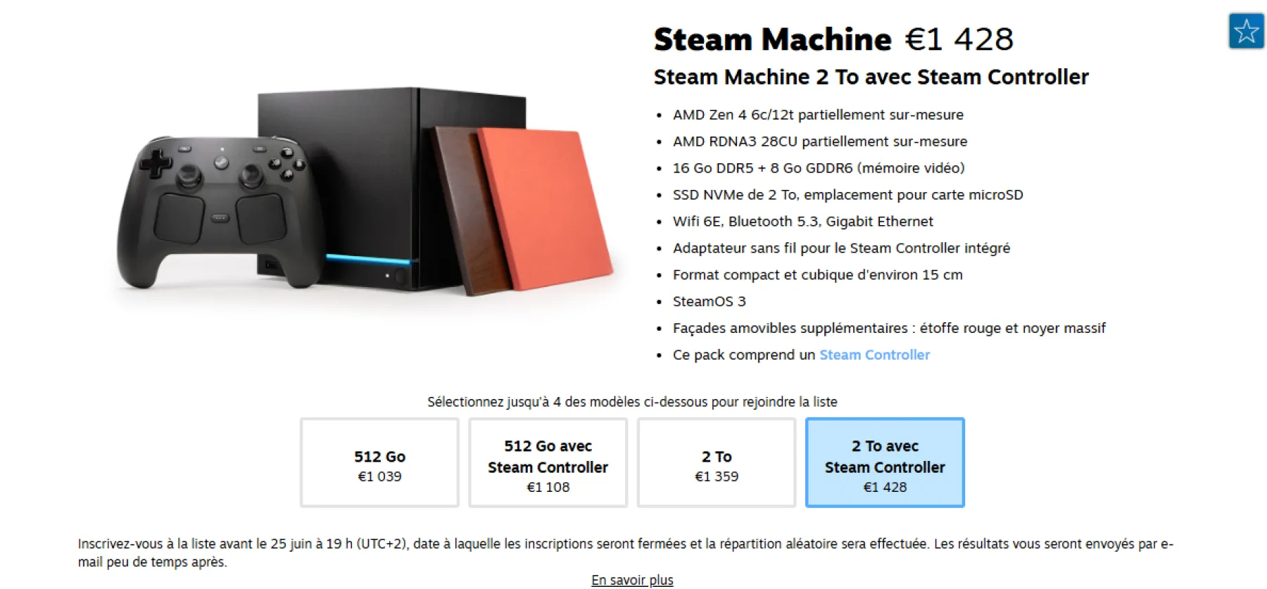 Steam Machine 2 To avec Steam Controller Steam Machine 2 To avec Steam Controller
