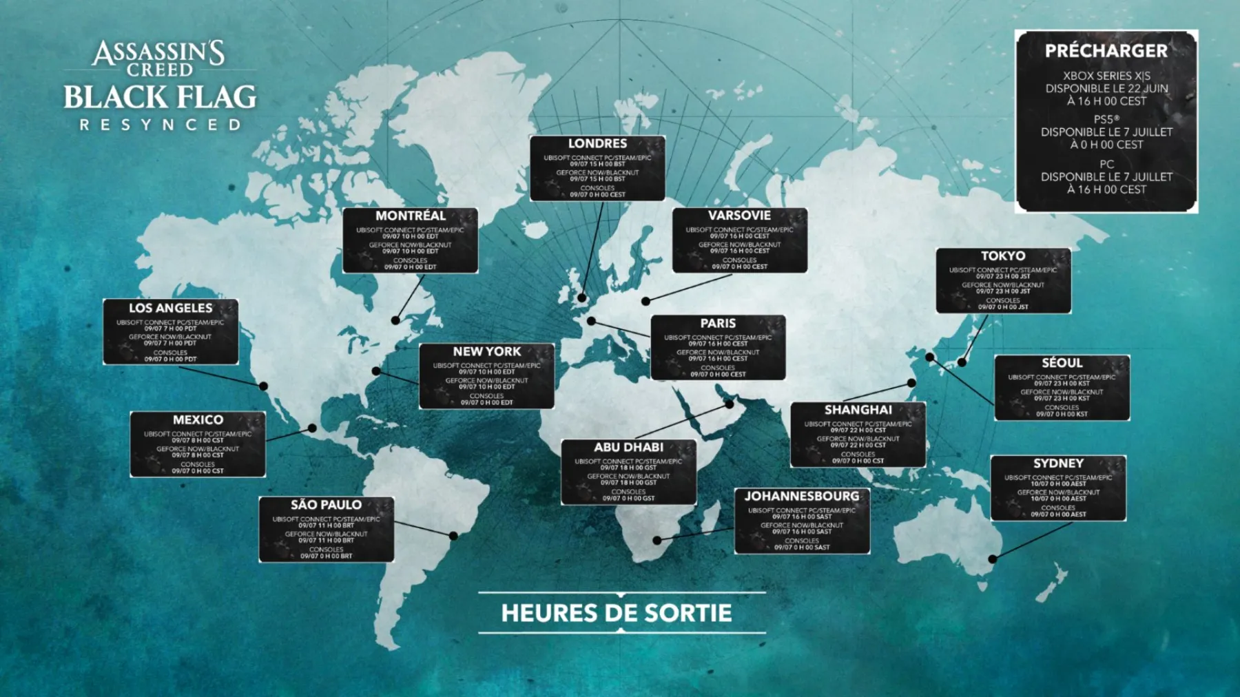 carte mondiale des sorties du jeu carte mondiale des sorties du jeu
