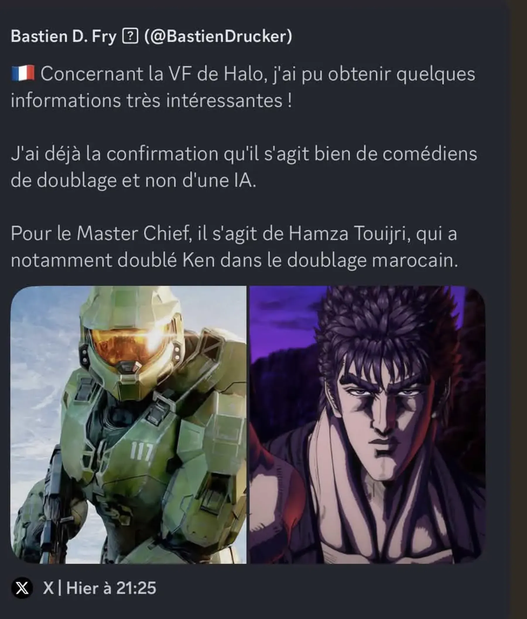 Tweet original supprimé de Bastien D.Fry