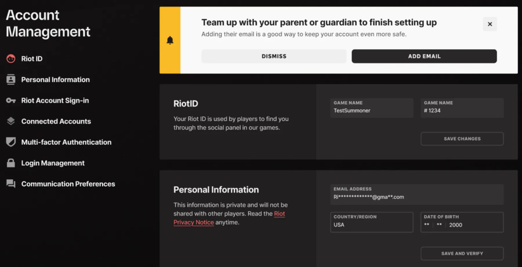 Contrôle parental RIOT GAMES
