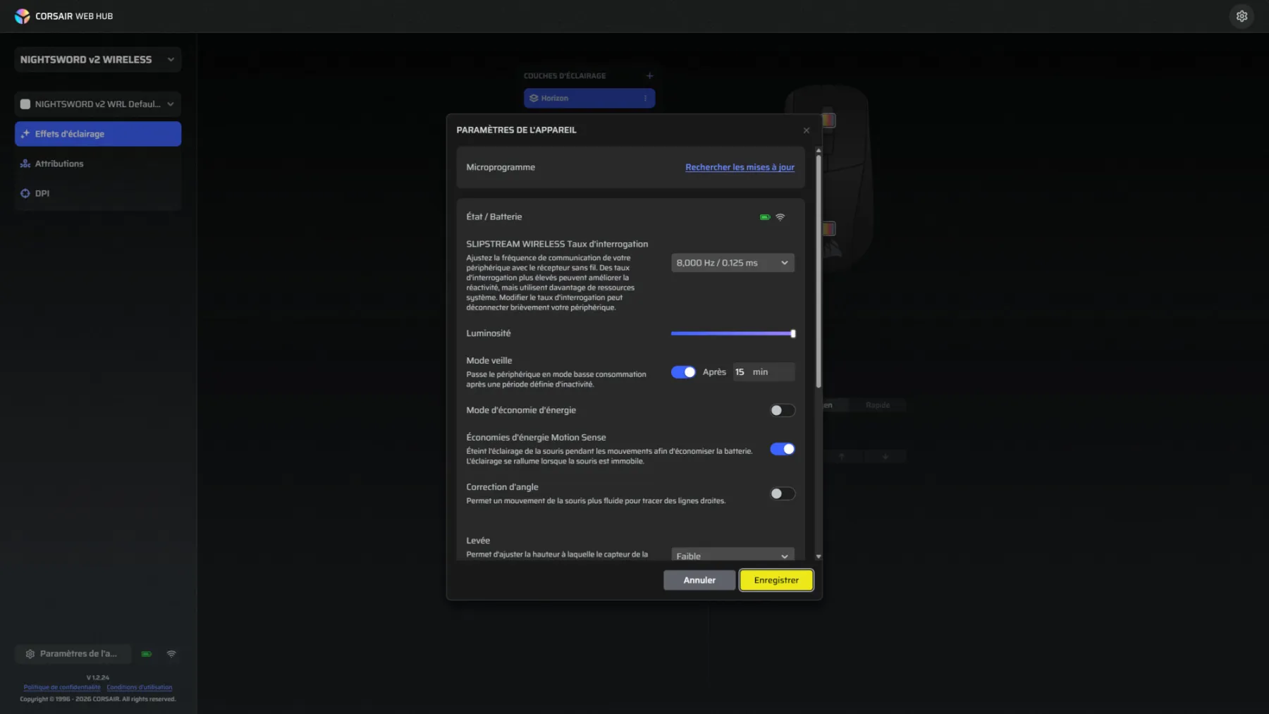 Corsair Web Hub - Paramètre