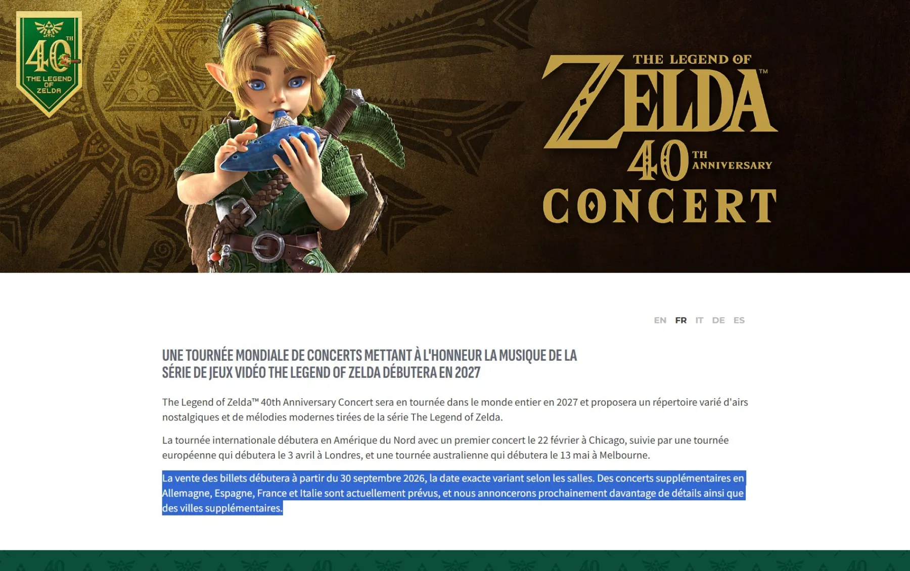 Concert 40 ans de Zelda Concert 40 ans de Zelda