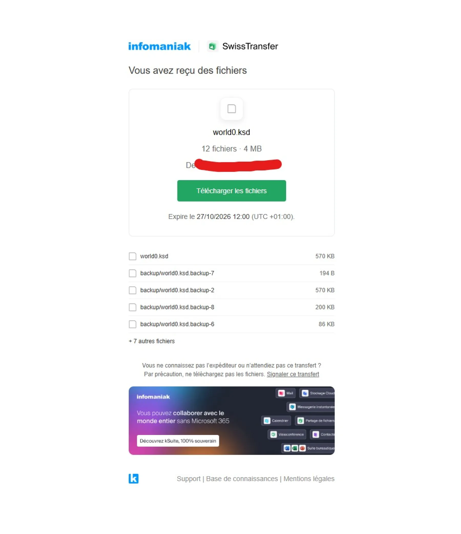 Sauvegarde Mail