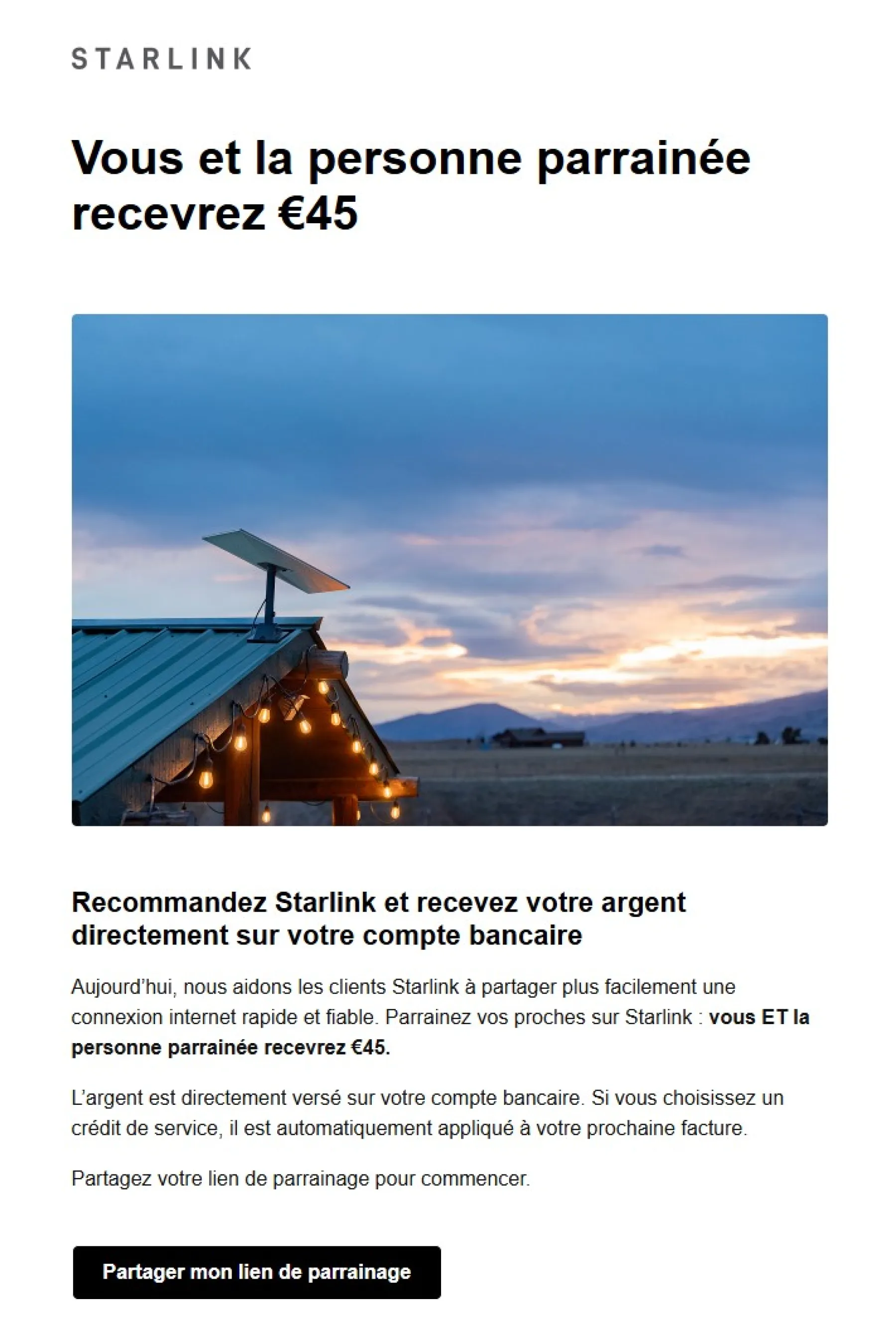 Starlink Email Starlink du programme