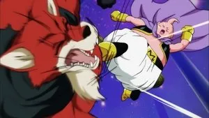 Basil aux coups de pied de l’Univers 9 vs Majin Buu de l’Univers 7 !!